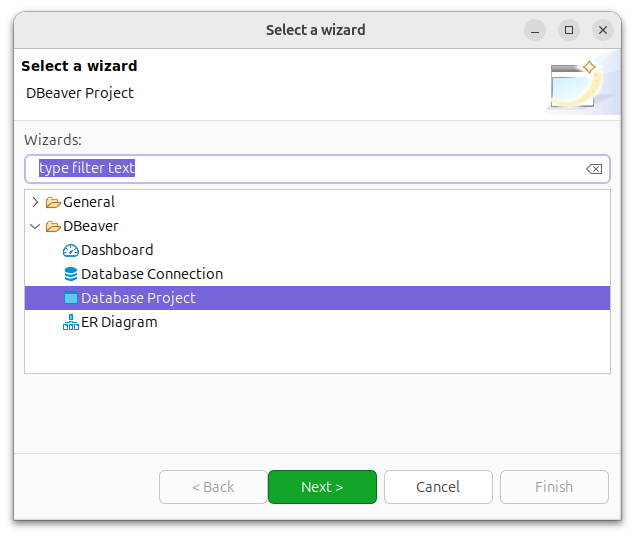 DBeaver Project wizard